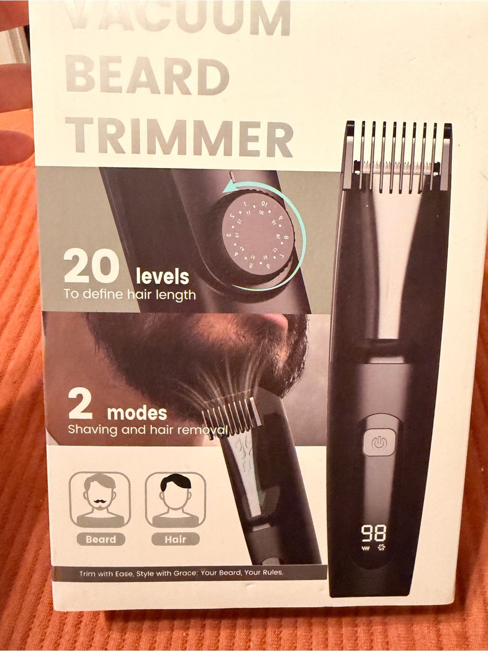 Vacuum Beard Trimmer - Black - Men Grooming